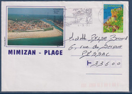 Enveloppe Illustrée Mimizan Plage Landes Flamme Sanguinet Charmes Du Lac Et Des Pins 4.09.02 Timbre 3492 Rocamadour - Non Classificati