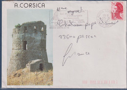 Enveloppe Illustrée A. Corsica Bastia 25.8.87 Flamme Son Musée D'ethnographie Son Soleil Monuments Timbre 2376 Marianne - Sin Clasificación