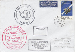 British Antarctic Territory (BAT) 1988 Cover Ship Visit HMS Endurance Ca Faraday 15 JA 88 (BAT307A) - Covers & Documents