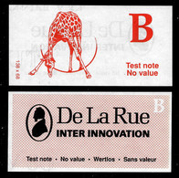 Test Note "DE LA RUE  Wz: B = Giraffe, Beids. Druck, RRRRR, UNC - Andere - Europa