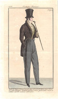 PIE-22-T-DH-674 : GRAVURE.1823. COSTUME PARISIEN. N° 2190. HOMME HABIT DE DRAP  BOUTONS PAREILS. GILET POIL CHEVRE. - Estampes & Gravures