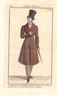 PIE-22-T-DH-687 : GRAVURE.1821. COSTUME PARISIEN N° 2029. HOMME REDINGOTE  A SCHALL. GILET CASIMIR. CACHEMIRE. SOIE - Prints & Engravings