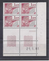 PREOBLITERE N° 173 - FONT De GAUNE - Bloc De 4 COIN DATE - NEUF** - 21/1/81 - Precancels