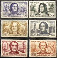 YT 1207 1212 (**) MNH 1959 Villehardouin Le Notre D'Alembert D'Angers Bichat Bartholdi France – Amscol3 - Unused Stamps