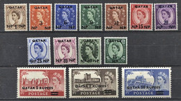 289 QATAR 1957 - Y&T 1/15 Surcharge - Sans Le N° 12 (non Compté) - Elizabeth II - Neuf ** (MNH) Sans Charniere - Qatar