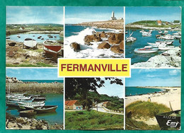 Fermanville (50) Port Du Cap Lévy Phare Port Pignot Vallée Des Moulins Plage De Joret 2scans 01-09-1989 Flamme Cinéma - Altri & Non Classificati