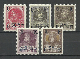 Poland Polska 1917 Polish Royality Kings Könige Overprinted Set Of 5 * - Unused Stamps