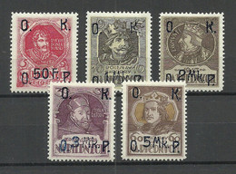 Poland Polska 1917 Polish Royality Kings Könige Overprinted Set Of 5 * - Ungebraucht