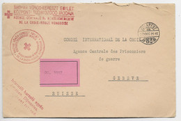 MAGYAR HONGRIE LETTRE COVER BUDAPEST 21 DEC 1939  TO CROIX ROUGE GENEVE  BELLIGERANT INTERNE + ETIQUETTE PRIORITAIRE CCR - Covers & Documents