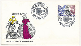 FRANCE - Env. Affr 1,60 Vélocipède Obl "Journée Du Vélo - 83 FLASSANS SUR ISSOLE" 14/VII/1986 - Matasellos Provisorios