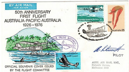 Australia 1976 50th Anniversary First Flight Australia-Pacific-Australia, Official Souvenir Cover - First Flight Covers