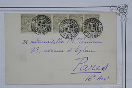 AF15 MONACO    BELLE  CARTE  1904 MONTE CARLO    A  PARIS  FRANCE + BANDE DE 5 TP+GRAND HOTEL   +AFFRANCH.INTERESSANT - Lettres & Documents