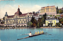 CPA Luzern - Lucerne - Die Hotels Palace Und Montana - Rameurs - Lucerne