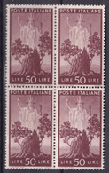 ITALIE - 1945 - YVERT N°502 BLOC De 4 ! ** MNH - COTE = 160+ EUR. - Ongebruikt