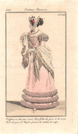 PIE-22-T-DH-745 : GRAVURE 1821. COSTUME PARISIEN N° 2024. ROBE DE GROS DE NAPLES - Estampes & Gravures