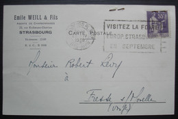Strasbourg 1938 Emile Weill & Fils Charbonnages, Carte Pour Fresse Sur Moselle - 1921-1960: Période Moderne