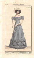 PIE-22-T-DH-760 : GRAVURE 1821. COSTUME PARISIEN N° 2030. CHAPEAU DE VELOURS. ROBE DE GROS D'ETE - Estampes & Gravures