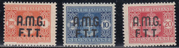 Trieste AMG-FTT Serie Di 3 Valori Sass. 1-3/4 MH* MNH** Cv. 60 - Taxe