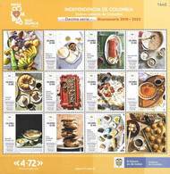 COLOMBIA, 2021, MNH,COLOMBIAN INDEPENDENCE, PART X,FOOD, DESSERTS, SWEETS, CAKES, BANANAS, SHEETLET - Ernährung