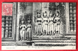 Indochine N°28 Sur CPA D'Angkor, De Saigon Pour La France 1905 - (C086) - Cartas & Documentos