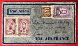 Indochine N°157 Et 184 Et 189 (x2) Sur Enveloppe, TAD PHNOM PENH 1936 Pour La France - (C094) - Cartas & Documentos