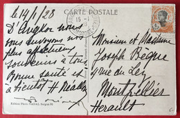 Indochine N°103 Sur CPA, TAD ANGKOR LES RUINES, Cambodge 15.1.1928 Pour La France - (C099) - Cartas & Documentos