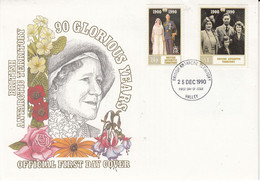 British Antarctic Territory (BAT) 1990 Queen Mother's Birthday 2v FDC (BAT313A) - FDC