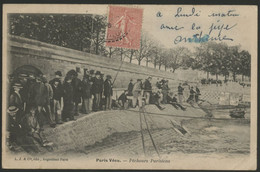 PARIS VECU PECHEURS PARISIENS. Edition "L.J. & Cie." Carte Ayant Voyagé (pli D'angle) - La Seine Et Ses Bords