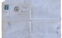 TB 3405 - 1864 - LAC - Lettre De Mr ? à BRIVE Pour Mr ROQUE Minotier à SOUILLAC - 1849-1876: Klassik