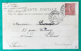 France N°129 Sur CPA, TAD Perlé PORT-A-L'ANGLAISE, Seine 9.10.1903 - (C111) - 1877-1920: Semi Modern Period