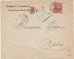 CTN80 - SAGE 2p/50c S/LETTRE REC. CONSTANTINOPLE / ZÜRICH 12/4/1899 - Lettres & Documents