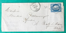 France N°60B Sur Lettre TAD REBAIS 6.3.1874 + GC 3092 - (C135) - 1849-1876: Klassik