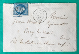 France N°22 Sur Enveloppe TAD SAACY (73) 24.7.1867 + GC 3251 - (C141) - 1849-1876: Klassik
