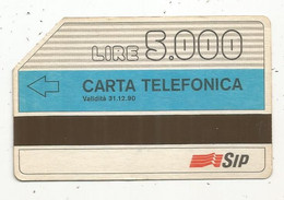 Télécarte , Carta Telefonica , 1990 , Lire 5.000 , SIP,Italie , Fasce Orarie Della Teleselezione Nazionale , 2 Scans - Otros – Europa