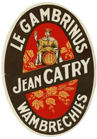 Ancienne étiquette Bière Gambrinus Brasserie Du Sacré Coeur (Catry) à Wambrechies 59 - Cerveza