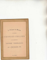 Menu A L'occasion Du Mariage Zellien & Verbraecken 1880 - Menus