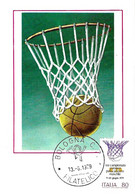 ITALIA - 1979 BOLOGNA Cartolina Maximum BASKET Pallacanestro - XXI Campionato Europeo Maschile - 6960 - Pallacanestro