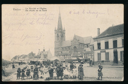 EECLOO EEKLO   LE MARCHE ET L'EGLISE  DE MARKT EN DE KERK         2 AFBEELINGEN SCANS - Eeklo