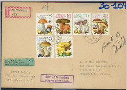 Allemagne Démocratique 1982  Mushrooms Champignons On  Registered Letter - Paddestoelen