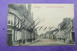 Gistel Hoogstraat En Stadhuis.  Edit. Vanhonsebrouck Ghistelles. Rechts Huis Schoenmaker R.Vereecke-Luca.  1907 - Gistel