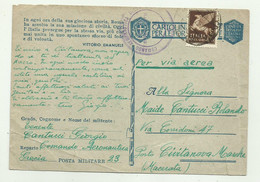 CARTOLINA FORZE ARMATE - COMANDO AERONAUTICA GRECIA PM 23 VIA AEREA 1943 - Entero Postal