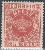 MACAU 1884   COROA  COURONNE   CROWN  25 REIS  DENTEADO   DENTELURE    PERFORATION 13.50 - Unused Stamps