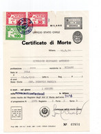 1976. ITALY,MILAN,DEATH CERTIFICATE,MUNICIPALITY OF MILAN 3 REVENUE STAMPS - Fiscali