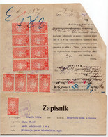 1919. KINGDOM OF SHS,ZEMUN,MITING NOTES,CHAIN BREAKERS,VERIGARI,POSTAL STAMPS USED AS REVENUE - Covers & Documents