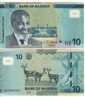 NAMIBIA  New 10 Namibian Dollars    Pnew  Dated 2021 ( Dr. Sam Nujoma + Springboks At Back ) - Namibie