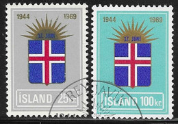 Iceland Scott# 408-9 Used 25th Anniv. Of Republic, 1969 - Gebraucht