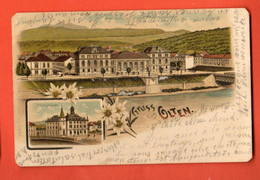 ZPM-43 Litho Gruss Aus Olten Multivues. Cachet Olten Et Chesières Vaud 1902 . Pionier Dos Simple - Olten