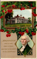 George Washington First In War First In Peace Mount Vernon With Cherry Border - Presidenten