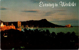 Hawaii Waikiki Evening Scene Showing Diamond Head - Oahu
