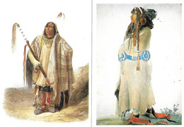 Editions Du Désastre 1993 - Carte Postale** - Indien Indiens - Mandans Man & Hidatsa Man - Karl Bodmer - 2 Cartes - Native Americans